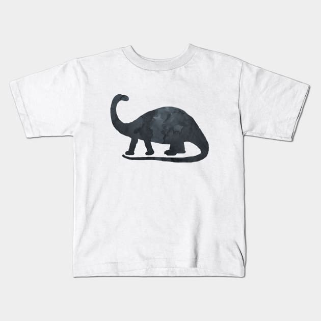 Black Dinosaur - Brontosaurus Kids T-Shirt by TheJollyMarten